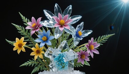 Poster - Frozen Flowers in Crystal Ice Bouquet.