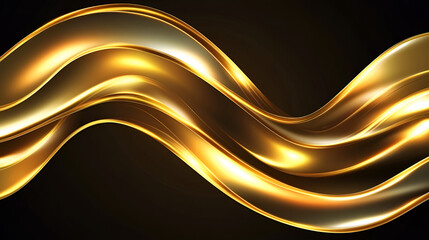 Wall Mural - Abstract Golden Waves on Black Background