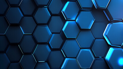 Wall Mural - Abstract Blue Hexagon Pattern - Futuristic Technology Background