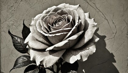 Wall Mural - Monochrome Rose with Delicate Petals.