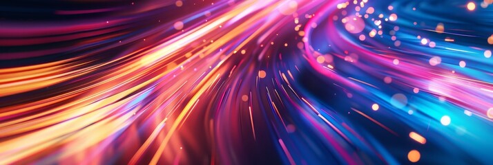 Poster - Explore the world of dynamic abstract light streaks with vibrant colors and futuristic patterns