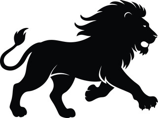 Wall Mural - Silhouette of a running lion animal illustration