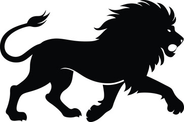 Wall Mural - Silhouette of a running lion animal illustration