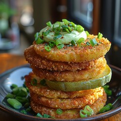 a delicious Southern fried green tomatoes with spicy aioli