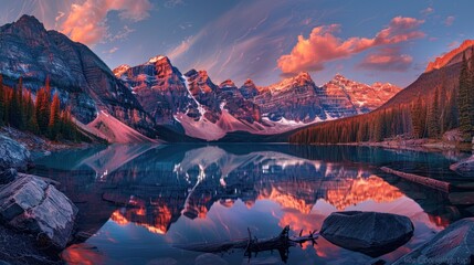 Sticker - Majestic Mountain Reflections at Sunrise