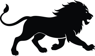 Wall Mural - Silhouette of a running lion animal illustration