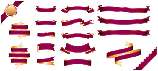 Wall Mural - wine red ribbon banner design material