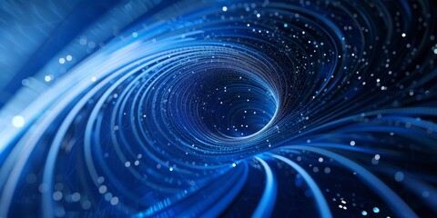 Poster - Blue tech vortex with particles symbolizes futuristic design merging technology and cosmic ideas