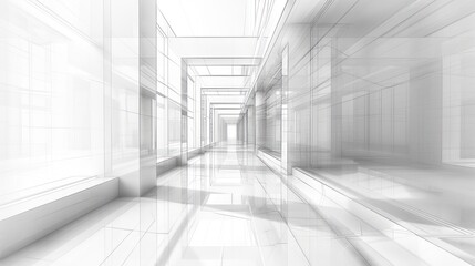 Poster - Abstract White Corridor with Glass Windows