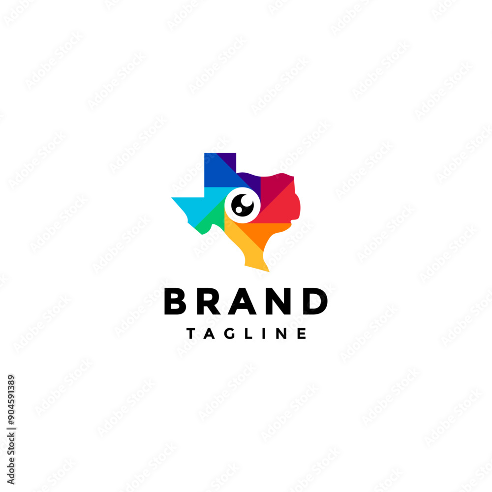 Eyes inside Colorful Texas State Map Logo Design. Texas Map With Eyes ...