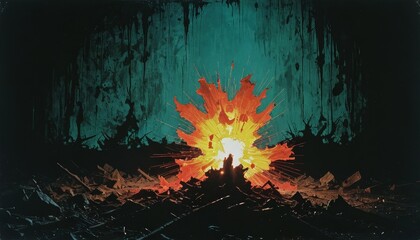 Canvas Print - Explosion on a Dark Background.