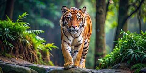 Wall Mural - A majestic tiger roaming freely in its natural habitat, wildlife, predator, safari, feline, endangered, jungle, mammal