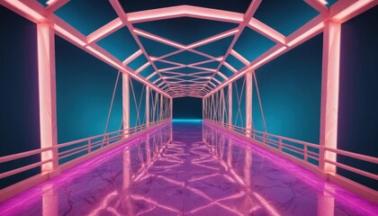 Wall Mural - Pink Neon Bridge.