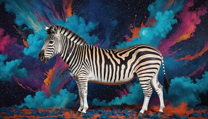 Wall Mural - Zebra in a Dreamy Galaxy.