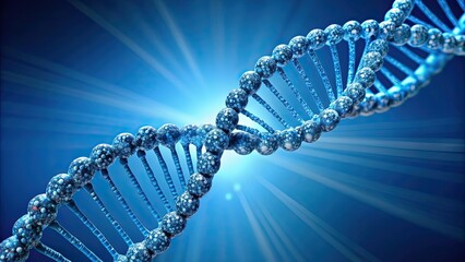 Canvas Print - of DNA strand over blue background, genetics, scientific, biology, helix, molecule, research, medical