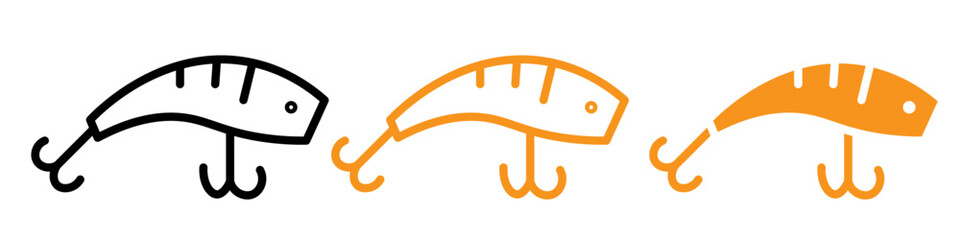 Poster - Bait Fishing Minnow Icon Set Fishing Lure Illustrations for Angling and Outdoor Projects
