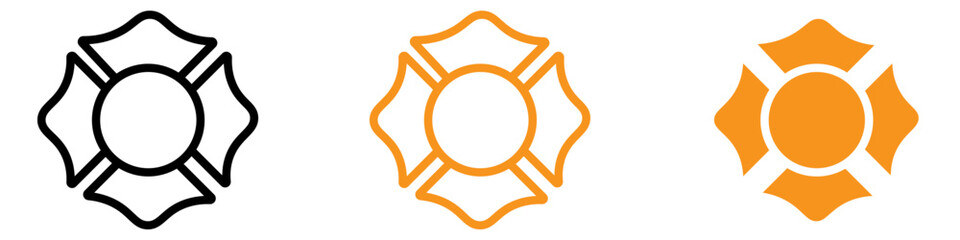 Poster - Fire Department Badge Icon Set Heroic Firefighter Emblems for Emergency Services