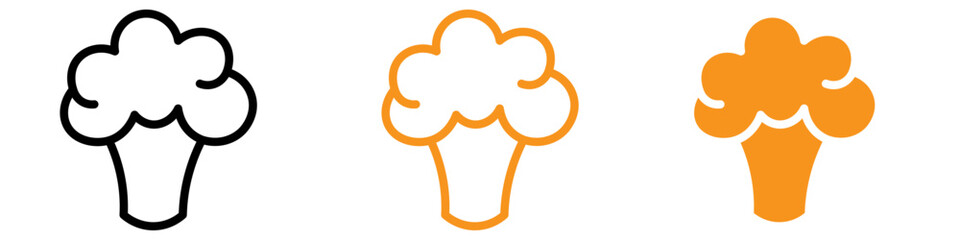 Poster - Fresh Broccoli Icon Set Nutritious Vegetable Illustrations for Healthy Eating Projects