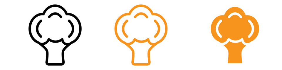 Poster - Broccoli Icon Set Fresh Vegetable Illustrations for Food and Nutrition Projects