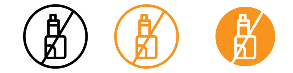 Poster - No Electronic Vaping Icon Set Prohibition Illustrations for Health and Safety