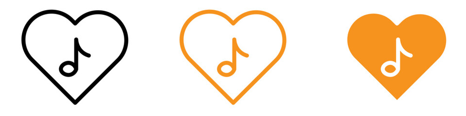 Poster - Heard Heart Note Icon Set Musical Love Illustrations for Romance and Music Projects