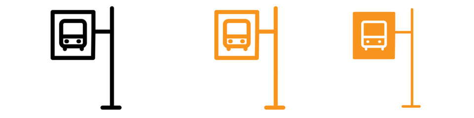 Aufkleber - Bus Stop Stand Icon Set Transportation Infrastructure Illustrations for City Projects