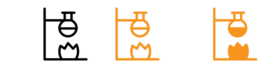 Poster - Burner Boiling Chemical Icon Set Laboratory Safety Symbols for Science and Research