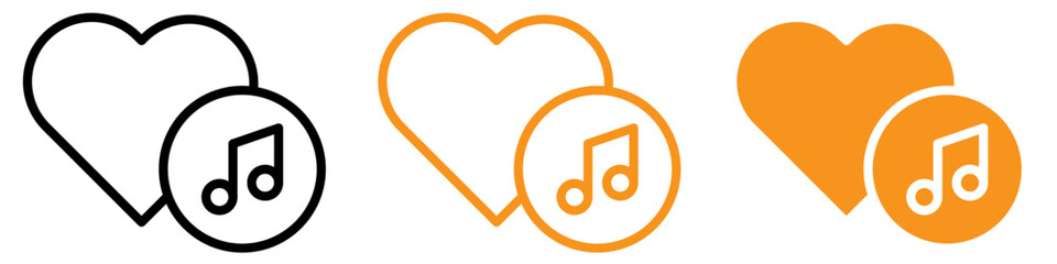 Poster - Heard Heart Note Icon Set Melody and Affection Illustrations for Music and Love