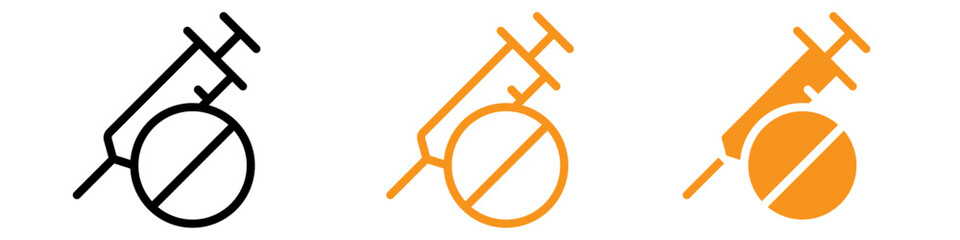 Poster - No Vaccine Icon Set Medical Prohibition Illustrations for Health and Awareness