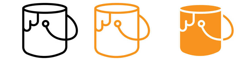 Poster - Paint Bucket Icon Set Painting Tools Illustrations for Art and Home Improvement