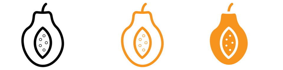 Poster - Papaya Icon Set Tropical Fruit Illustrations for Food and Nutrition Projects