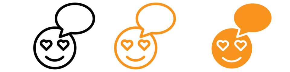 Aufkleber - Lady Love Smiley Message Icon Set Romantic Emoji Illustrations for Communication and Expression