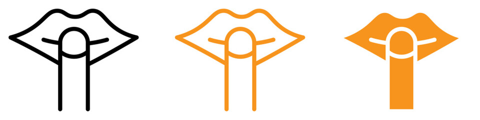 Aufkleber - Please Do Quiet Pssst Icon Set Silence Reminder Illustrations for Public Spaces