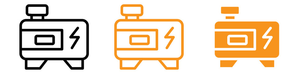 Poster - Portable Power Generator Icon Set Backup Energy Illustrations for Outdoor and Emergency Use