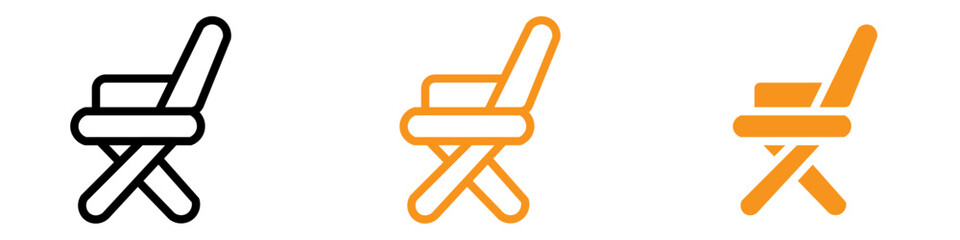 Aufkleber - Folding Chair Icon Set Collapsible Seat Illustrations for Camping and Outdoor Activities