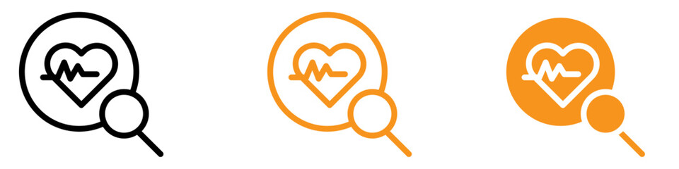 Poster - Pulse Heart Check-Up Icon Set Cardiovascular Health Illustrations for Medical Projects