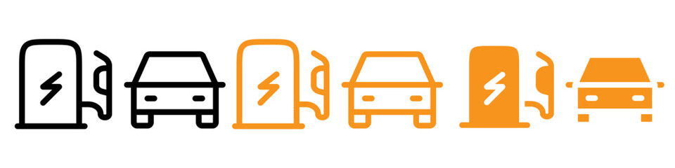 Poster - Refueling Car Icon Set Fuel Station Illustrations for Automotive and Transportation