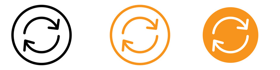 Aufkleber - Repeat Reload Arrow Icon Set Refresh Illustrations for Technology and Web Design