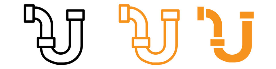 Poster - Water Pipes Icon Set Plumbing Illustrations for Construction and Maintenance