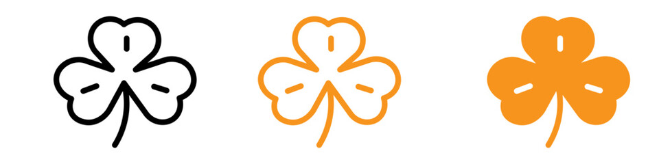 Aufkleber - Saint Patrick Leaf Clover Icon Set Lucky Shamrock Illustrations for Cultural and Holiday Projects