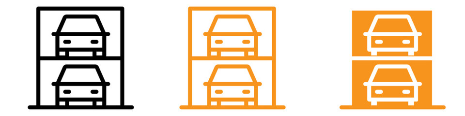Poster - Multi-Storey Parking Icon Set Parking Facility Illustrations for Urban Planning and Transportation