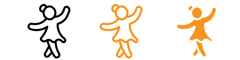 Poster - Woman Dancing Icon Set Dance Illustrations for Performance and Art