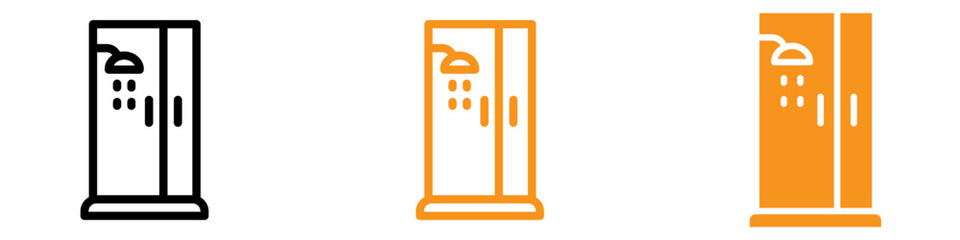 Poster - Shower Cabin Bathroom Icon Set Hygiene Illustrations for Home and Hotel Projects