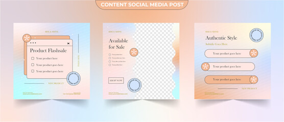 Wall Mural - set of beautiful pastel gradient social media post for business creative content and ads marketing e