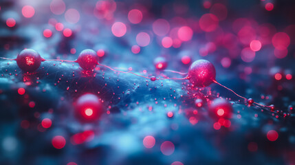 Poster - Advanced digital concept showing molecular structures and neural networks, symbolizing the latest in scientific research and biotechnology developments.