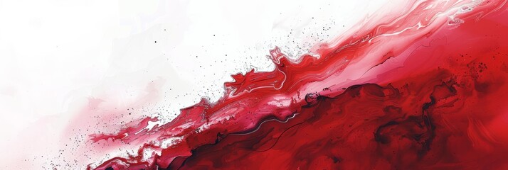 Wall Mural - a dynamic red abstract flow art piece set on a crisp white background with engaging aesthetics