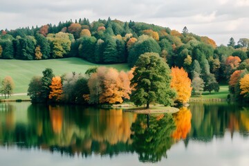 Wall Mural - landscape with lake