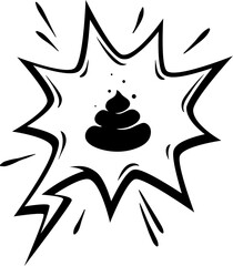 Poster - Comic swear speech bubble, angry word, hate or curse talk cloud with shit poop. Vector bad word shout, insult scream and rude swear exclamation balloon for anger, bad mood, negative emotion expression