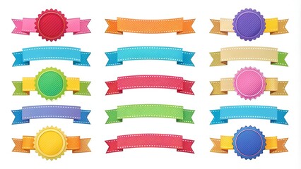 Colorful Vector Ribbon Banners. Set of Ribbons Banners with Label, Tag and Quality Badges. Banners set and colorful Ribbon, isolated on white background. Ribbon Banner in modern simple flat design