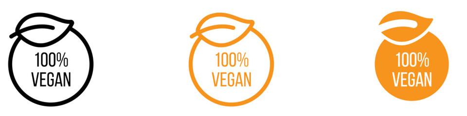 Poster - 100 Percent Vegan Icon for Plant-Based Products